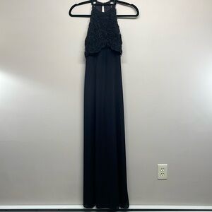 Vintage 90’s Betsy & Adam High Neck Halter Soutache Formal Long Gown Dress 3/4